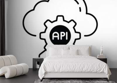 Cloud API Vector solid icon design illustration. information technology symbol on white background EPS 10 File  Wall mural